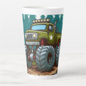 Grüner LKW im Wald Milchtasse (Vorderseite)