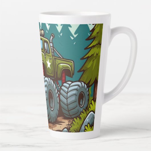 Grüner LKW im Wald Milchtasse (Rechts)