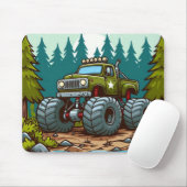 Grüner LKW im Wald Mousepad (Mit Mouse)