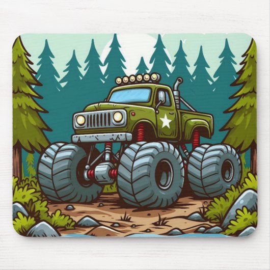 Grüner LKW im Wald Mousepad (Vorne)