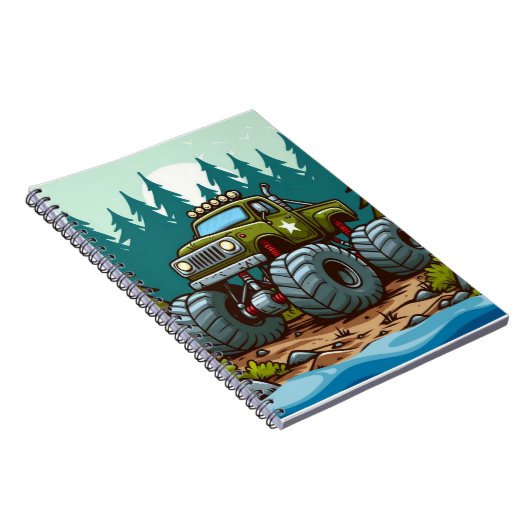 Grüner LKW im Wald Notizblock (Rechte Seite)