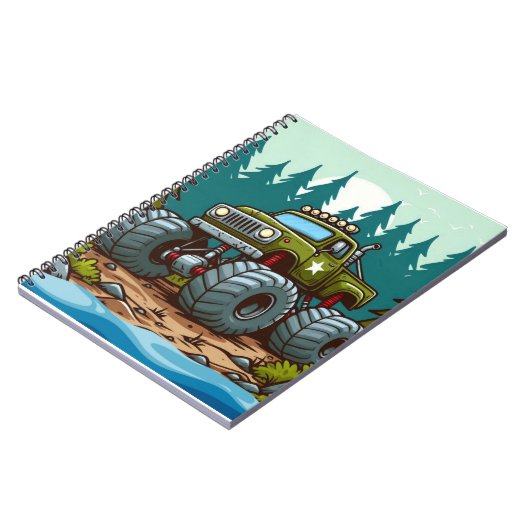 Grüner LKW im Wald Notizblock (Linke Seite)