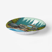 Grüner LKW im Wald Pappteller (Gewinkelt)