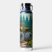 Grüner LKW im Wald Trinkflasche (Rückseite)