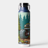 Grüner LKW im Wald Trinkflasche (Vorne)