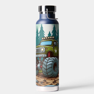 Grüner LKW im Wald Trinkflasche