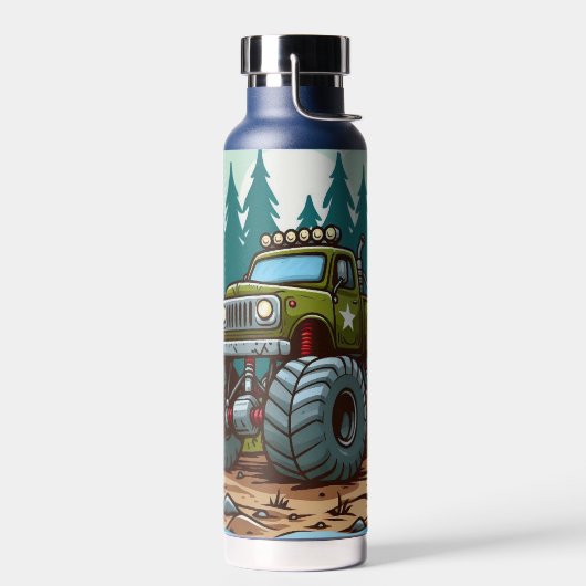 Grüner LKW im Wald Trinkflasche (Links)