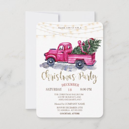 Grüner LKW Pine Tree, Lights Wohn Weihnachtsgebäck Einladung (Vorderseite)