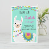Grüner Llama Spaß zum Geburtstag Einladung (Stehend Vorderseite)