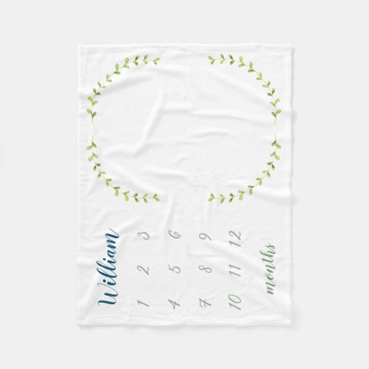 Grüner Lorbeer-personalisiertes Fleecedecke (Vorderseite)