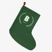 Grüner Lorbeerkranz Anfangsbuchstabe B Monogramm  Großer Weihnachtsstrumpf (Vorderansicht (hängend))