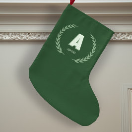 Grüner Lorbeerkranz Buchstabe A Monogramm  Großer Weihnachtsstrumpf