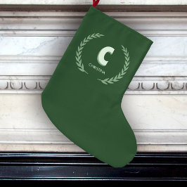 Grüner Lorbeerkranz Buchstabe C Monogramm  Großer Weihnachtsstrumpf