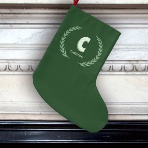 Grüner Lorbeerkranz Buchstabe C Monogramm  Großer Weihnachtsstrumpf