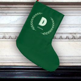 Grüner Lorbeerkranz Buchstabe D Monogramm  Großer Weihnachtsstrumpf
