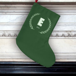 Grüner Lorbeerkranz Buchstabe E Monogramm  Großer Weihnachtsstrumpf