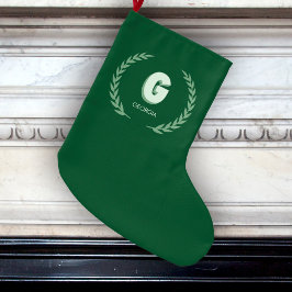 Grüner Lorbeerkranz Buchstabe G Monogramm  Großer Weihnachtsstrumpf