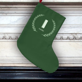 Grüner Lorbeerkranz Buchstabe I Monogramm  Großer Weihnachtsstrumpf