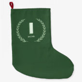 Grüner Lorbeerkranz Buchstabe I Monogramm Großer Weihnachtsstrumpf (Vorderseite)