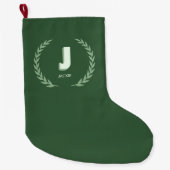 Grüner Lorbeerkranz Buchstabe J Monogramm Großer Weihnachtsstrumpf (Vorderseite)