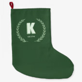 Grüner Lorbeerkranz Buchstabe K Monogramm Großer Weihnachtsstrumpf (Vorderseite)