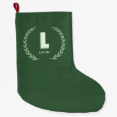 Grüner Lorbeerkranz Buchstabe L Monogramm Großer Weihnachtsstrumpf (Vorderseite)