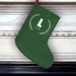 Grüner Lorbeerkranz Buchstabe L Monogramm  Großer Weihnachtsstrumpf