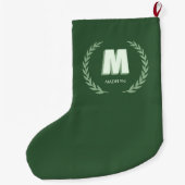 Grüner Lorbeerkranz Buchstabe M Monogramm  Großer Weihnachtsstrumpf (Rückseite)