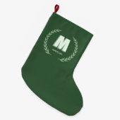 Grüner Lorbeerkranz Buchstabe M Monogramm  Großer Weihnachtsstrumpf (Vorderansicht (hängend))