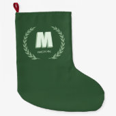 Grüner Lorbeerkranz Buchstabe M Monogramm  Großer Weihnachtsstrumpf (Vorderseite)