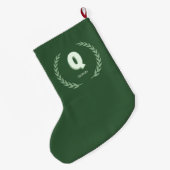 Grüner Lorbeerkranz Buchstabe Q Monogramm Großer Weihnachtsstrumpf (Rückseite (Hängend))