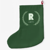 Grüner Lorbeerkranz Buchstabe R Monogramm Großer Weihnachtsstrumpf (Rückseite)
