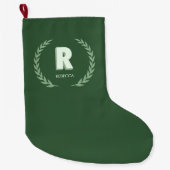 Grüner Lorbeerkranz Buchstabe R Monogramm Großer Weihnachtsstrumpf (Vorderseite)