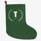 Grüner Lorbeerkranz Buchstabe T Monogramm Großer Weihnachtsstrumpf (Vorderseite)