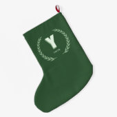 Grüner Lorbeerkranz Buchstabe Y Monogramm Großer Weihnachtsstrumpf (Rückseite (Hängend))