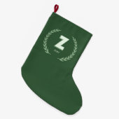 Grüner Lorbeerkranz Buchstabe Z Monogramm Großer Weihnachtsstrumpf (Vorderansicht (hängend))