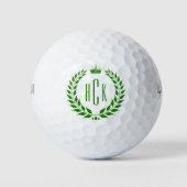 Grüner Lorbeerkranz mit individuellem Monogramm Golfball (Vorderseite)
