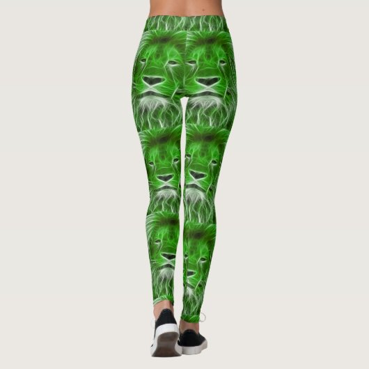 Grüner Löwe-Kopf-Druck Leggings (Rückseite)