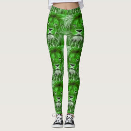 Grüner Löwe-Kopf-Druck Leggings
