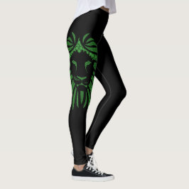 Grüner Löwe-Kopf gehen Löwen auf allen möglichen Leggings
