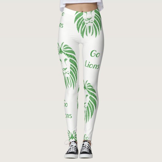 Grüner Löwe-Kopf gehen Löwen auf allen möglichen Leggings (Vorderseite)
