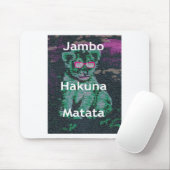 Grüner Löwe mit rosa Brille "Hakuna Matata" Kunst Mousepad (Mit Mouse)