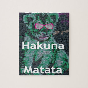 Grüner Löwe mit rosa Brille "Hakuna Matata" Kunst Puzzle
