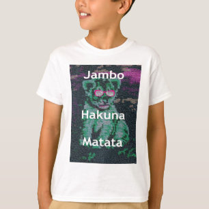 Grüner Löwe mit rosa Brille "Hakuna Matata" Kunst T-Shirt