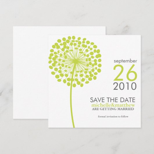 Grüner Lüster Hochzeit retten das Datum Save The Date (Vorne/Hinten)