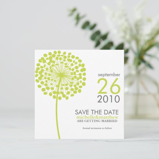 Grüner Lüster Hochzeit retten das Datum Save The Date (Stehend Vorderseite)