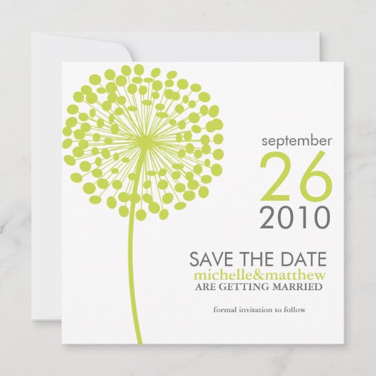 Grüner Lüster Hochzeit retten das Datum Save The Date (Vorderseite)