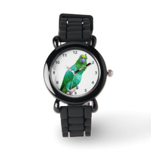 Grüner Macaw-Papagei auf einem Glied kundengerech Armbanduhr