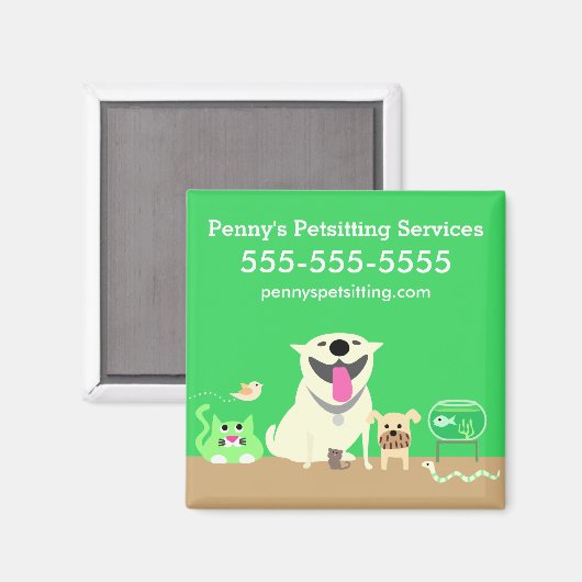 Grüner Magnet des Tieres Sitter (Vorderseite/Rückseite)