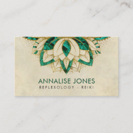 Grüner Malachit- und Goldrahmen Lotus Visitenkarte